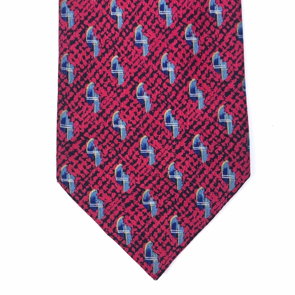 Santostefano Silvi Marina Silk Made Italy All Silk Pink Blue Tie Necktie - READ